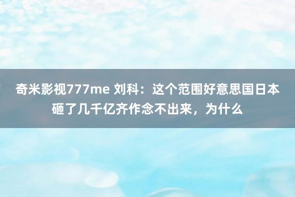 奇米影视777me 刘科：这个范围好意思国日本砸了几千亿齐作念不出来，为什么