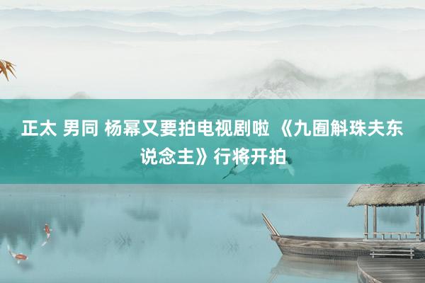 正太 男同 杨幂又要拍电视剧啦 《九囿斛珠夫东说念主》行将开拍